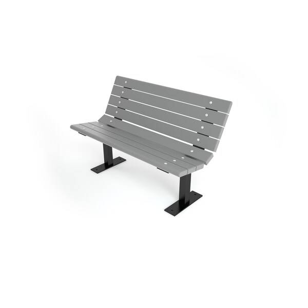 Frog Furnishings Gray 4' Contour Bench Surface Mount w/ Black Frame PB 4GRABFCON - main